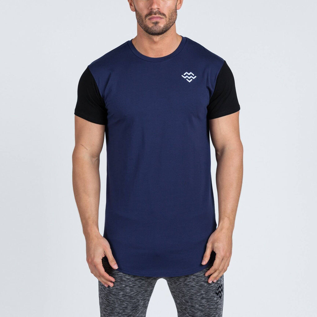 Curved Hem Extended T-Shirt (Navy/Black) - Machine Fitness