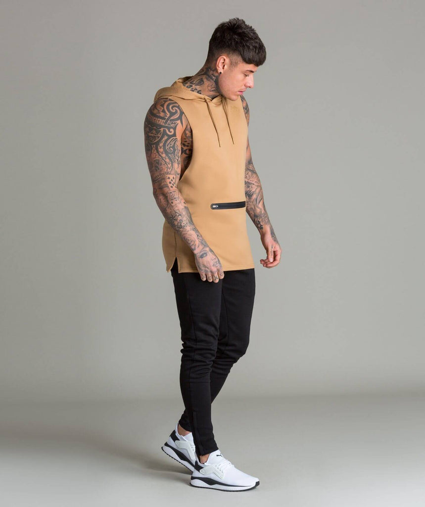 Flow Cut Off Hoodie (French Beige) - Machine Fitness