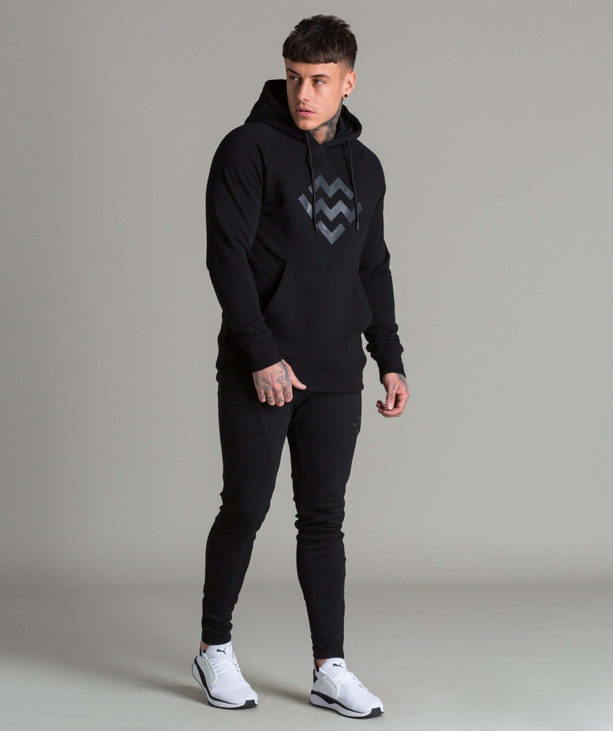 Statement Pullover Hoodie (Black/Black) - Machine Fitness
