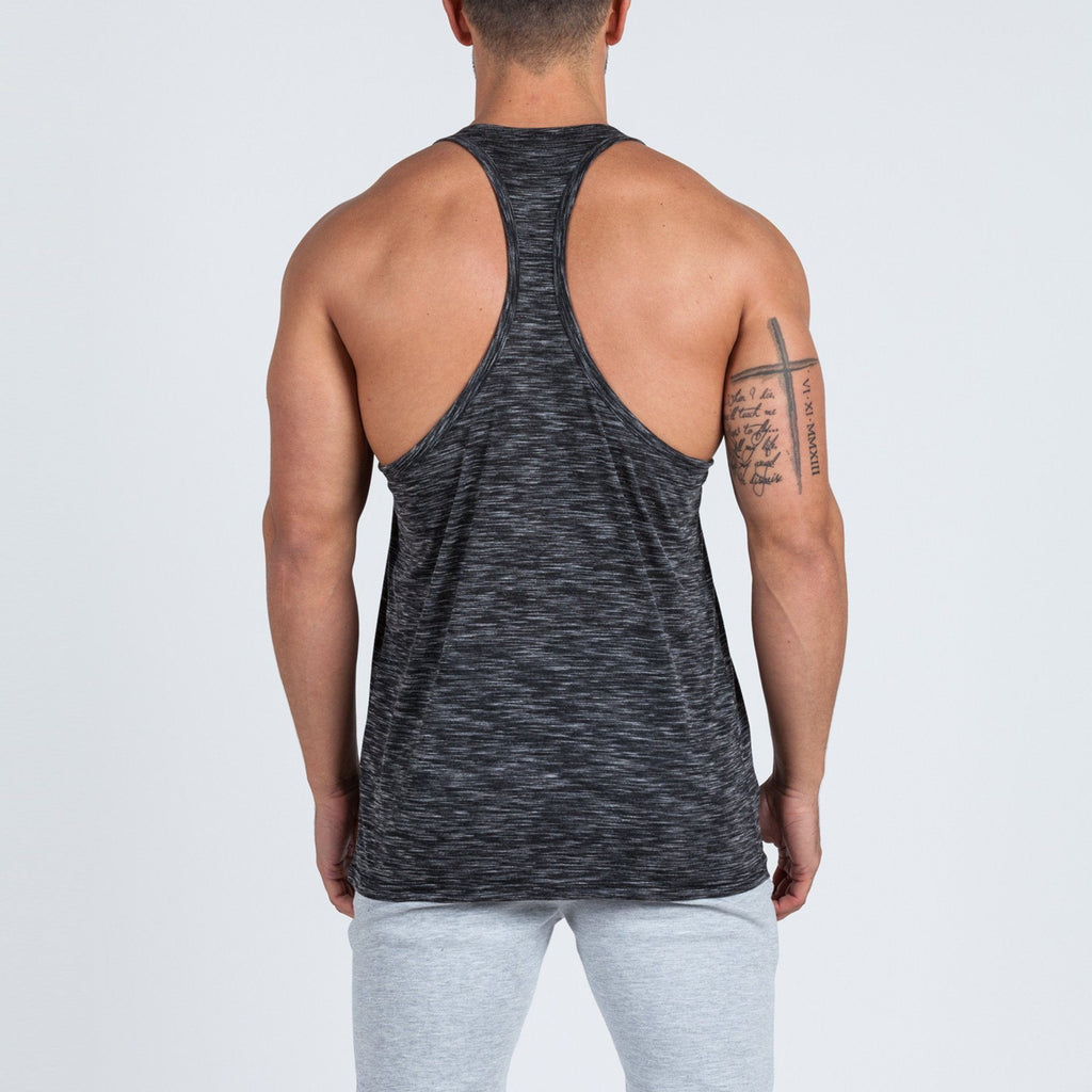 V2 Futura Small Logo Branded Stringer Vest (Black/White Slub) - Machine Fitness